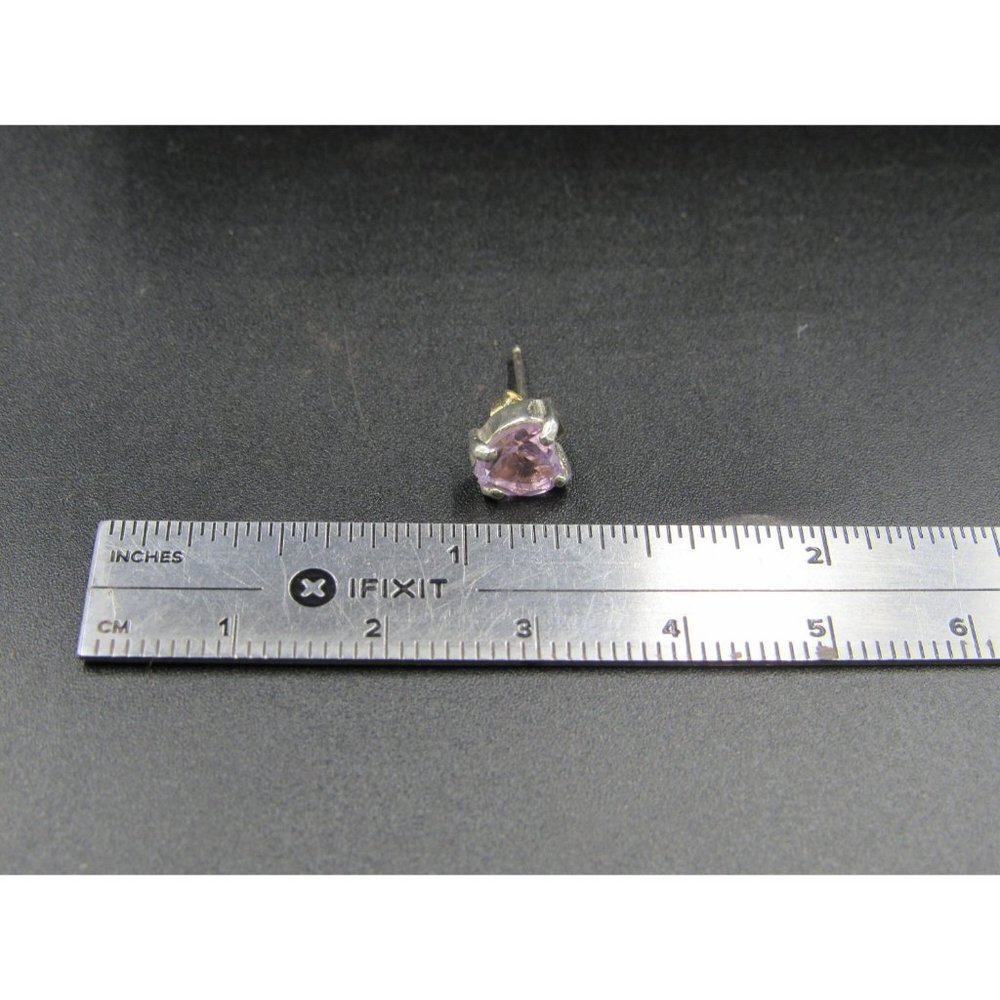 Sterling Silver Cute Purple Amethyst Heart Small Stud Earrings View 5